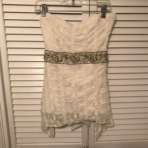 Lace Strapless Shirt with Beaded/Satin Sash